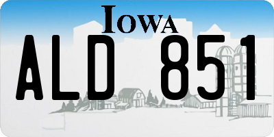 IA license plate ALD851