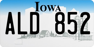 IA license plate ALD852