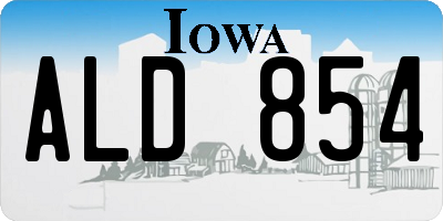 IA license plate ALD854