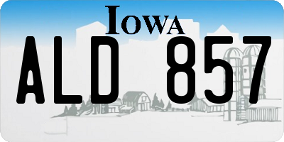 IA license plate ALD857