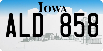 IA license plate ALD858