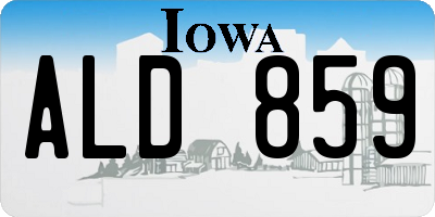 IA license plate ALD859