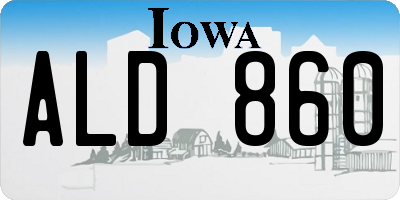 IA license plate ALD860