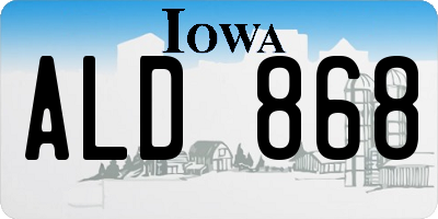 IA license plate ALD868