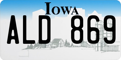 IA license plate ALD869