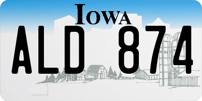 IA license plate ALD874