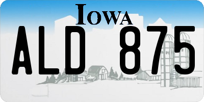 IA license plate ALD875