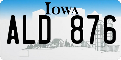 IA license plate ALD876