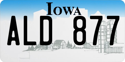 IA license plate ALD877