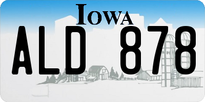 IA license plate ALD878