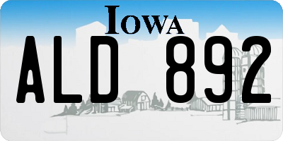IA license plate ALD892