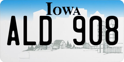 IA license plate ALD908