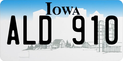 IA license plate ALD910