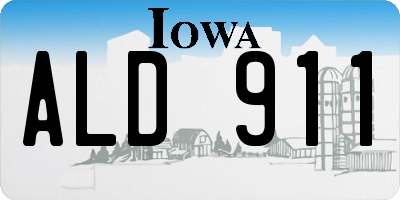 IA license plate ALD911