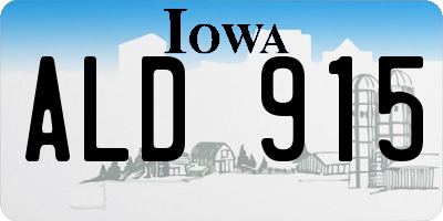 IA license plate ALD915