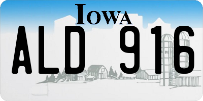 IA license plate ALD916