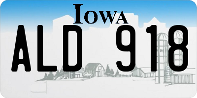 IA license plate ALD918
