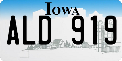 IA license plate ALD919