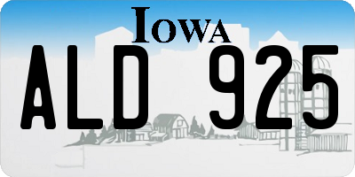 IA license plate ALD925