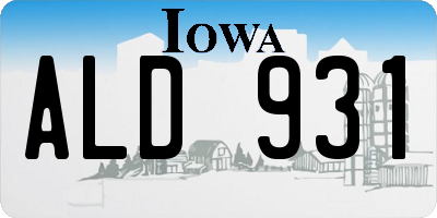 IA license plate ALD931