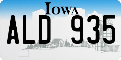 IA license plate ALD935