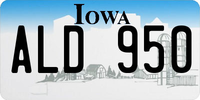 IA license plate ALD950