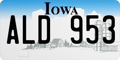 IA license plate ALD953