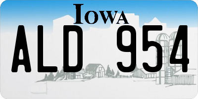 IA license plate ALD954