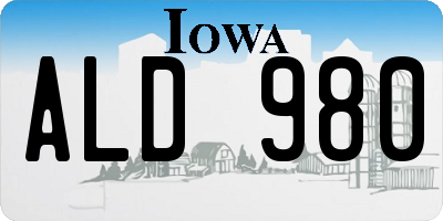 IA license plate ALD980