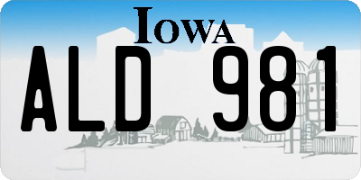 IA license plate ALD981