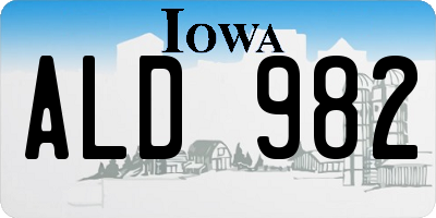IA license plate ALD982