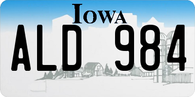 IA license plate ALD984