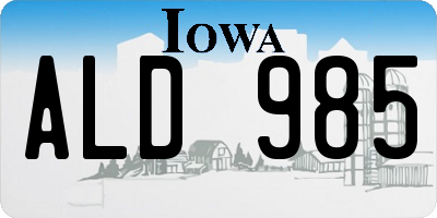 IA license plate ALD985