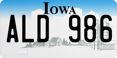 IA license plate ALD986