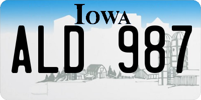 IA license plate ALD987