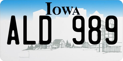 IA license plate ALD989