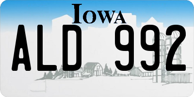 IA license plate ALD992