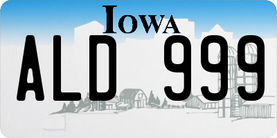 IA license plate ALD999