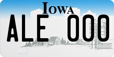 IA license plate ALE000