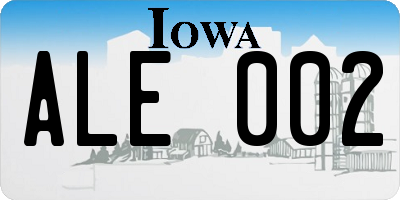IA license plate ALE002
