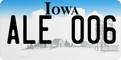 IA license plate ALE006