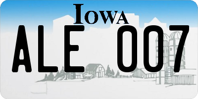 IA license plate ALE007