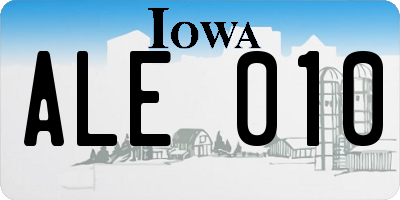 IA license plate ALE010