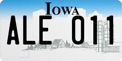 IA license plate ALE011