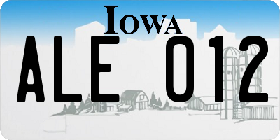IA license plate ALE012