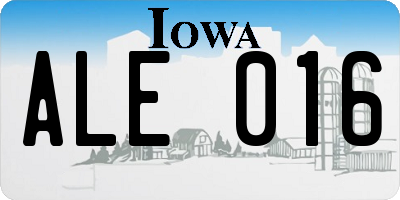 IA license plate ALE016