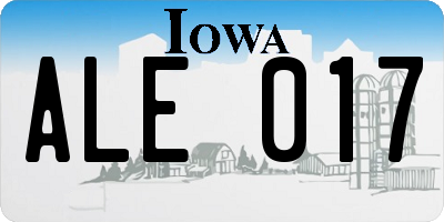 IA license plate ALE017