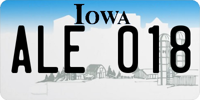 IA license plate ALE018