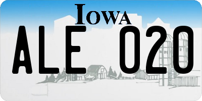 IA license plate ALE020