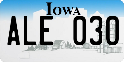 IA license plate ALE030